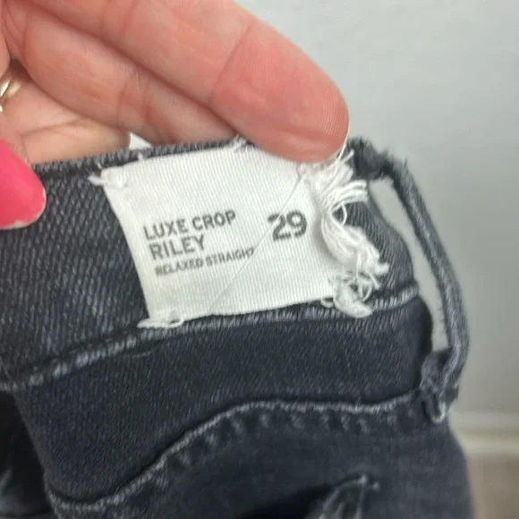 Hudson Luxe Crop Riley Relaxed color virt Straight Black Jeans 29 - Picture 7 of 9